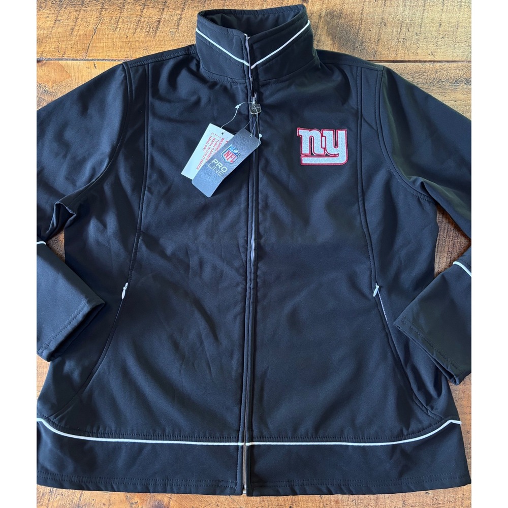 NWT New York Giants Womens Black Softshell Jacket Sequins Pockets Full Zip M